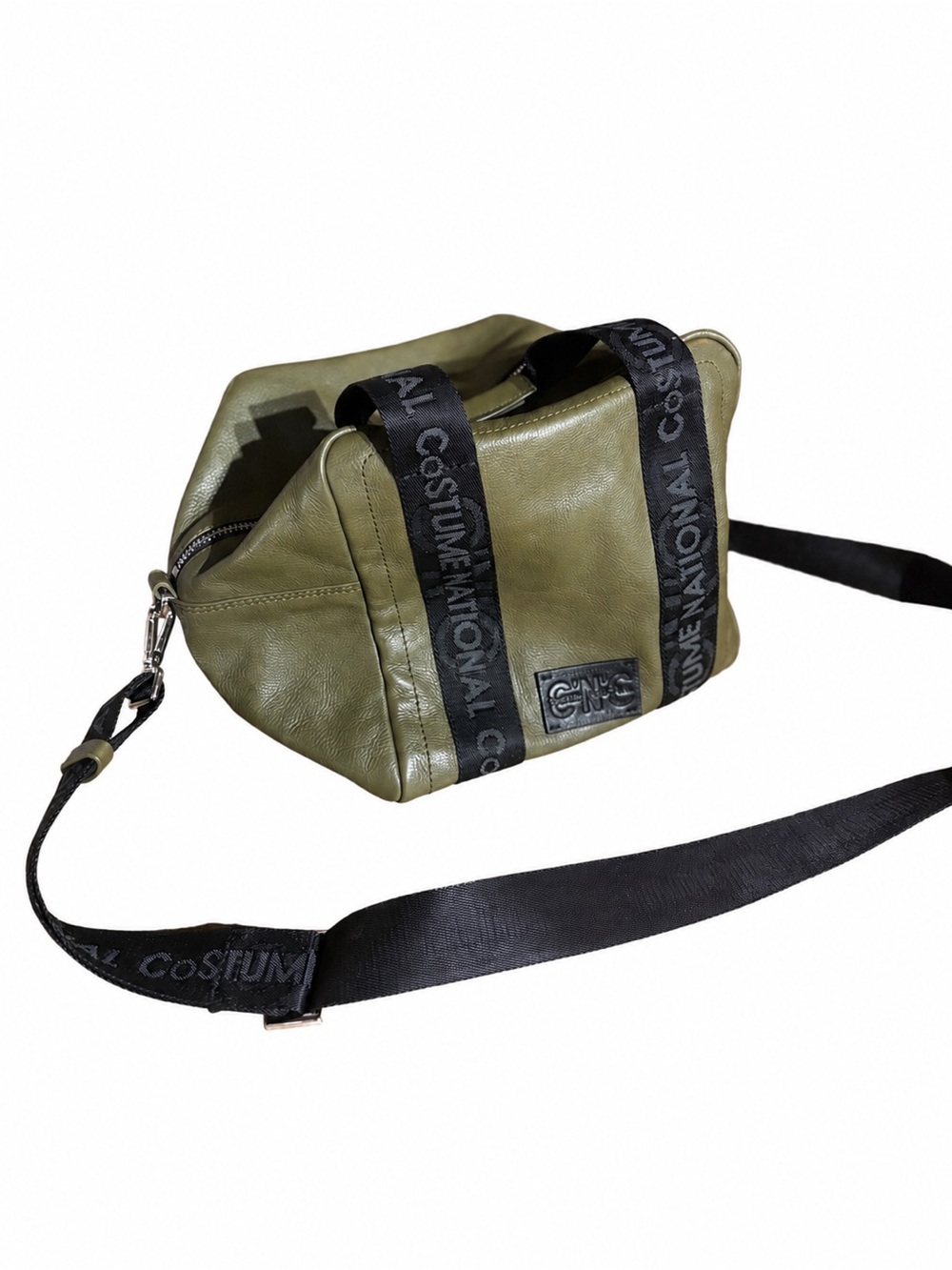 CNC Costume National Olive Green Leather Belt Bag. Black Branded Webbing (rare)